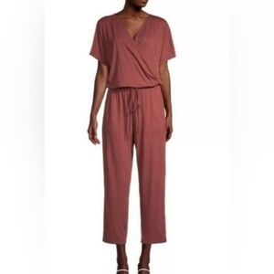Michael Stars Burnt Orange Cropped Short Sleeve Elastic‎ Waist Jumpsuit- Small